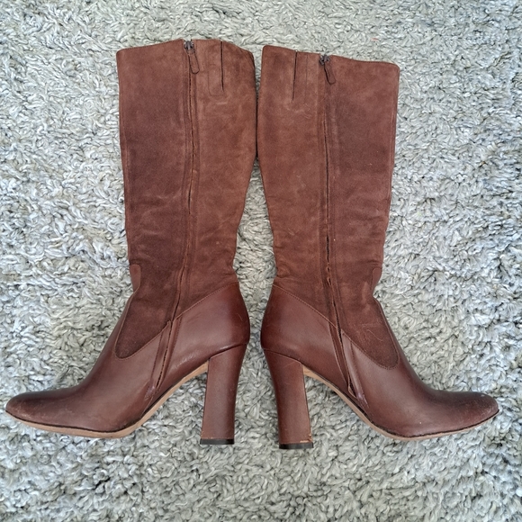Cole Haan | Chocolate brown sued & heeled leather boots - Picture 2 of 14